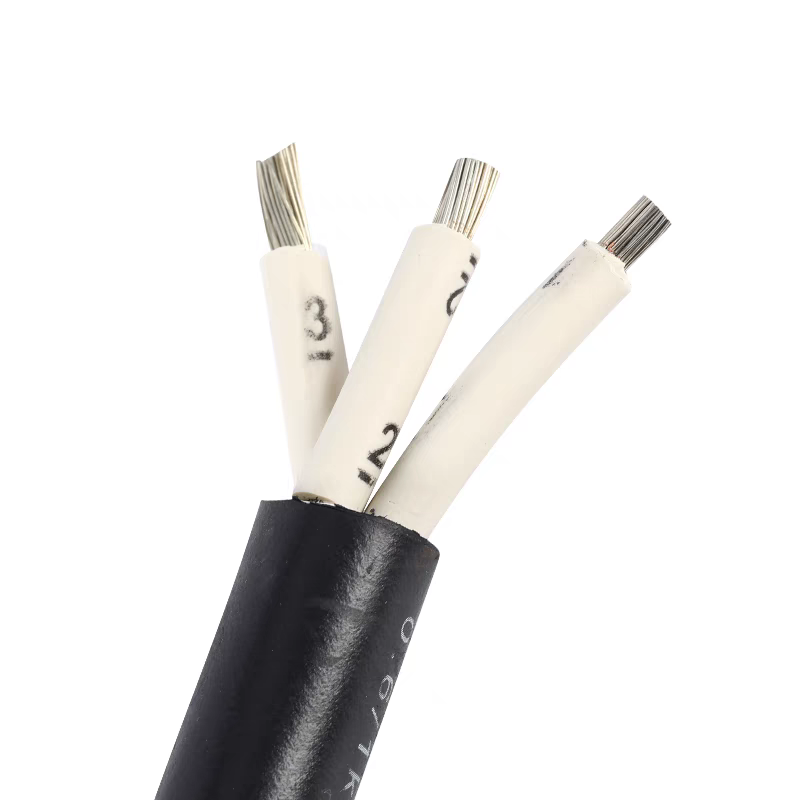 Marine Harness, Waterproof Harness
It is the cross-section of a cable. The cable consists of three wires, each with white insulation,. The wires are encased in a black outer jacket.